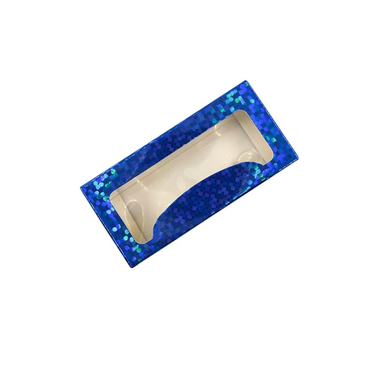 blue glitter Magic Color specialty paper Rectangular eyelash box With special-shaped Window 109x51x15,5.3g